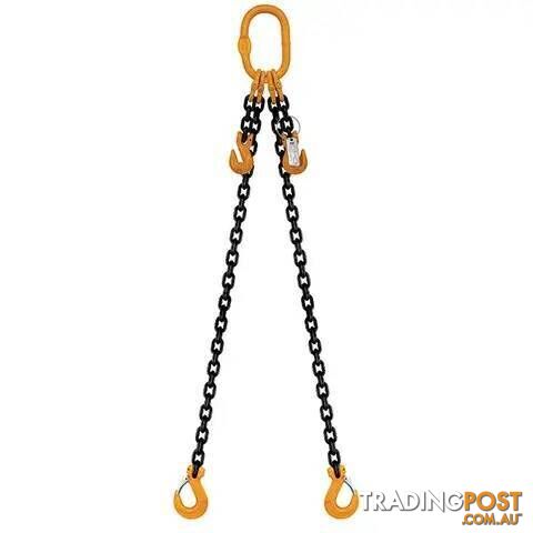 2 Leg Chain Sling, 10mm Chain, 4m Length, With Clevis Sling Hooks & Shortening...