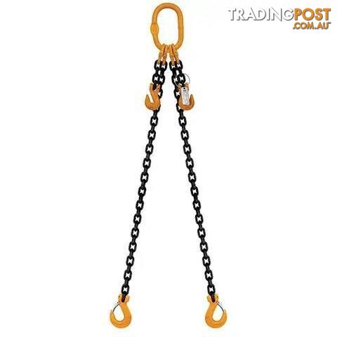 2 Leg Chain Sling, 13mm Chain, 2m Length, With Clevis Sling Hooks & Shortening...