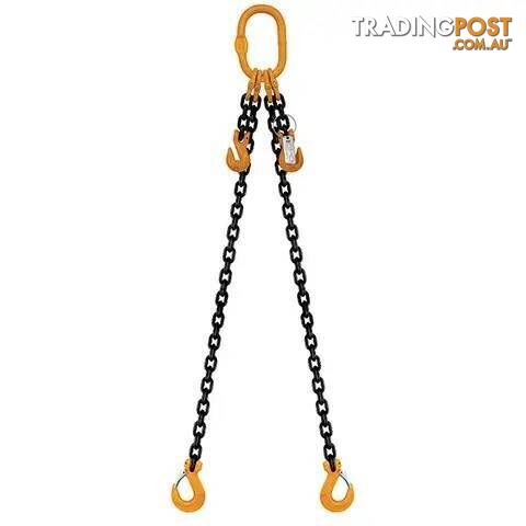 2 Leg Chain Sling, 13mm Chain, 4m Length, With Clevis Sling Hooks & Shortening...