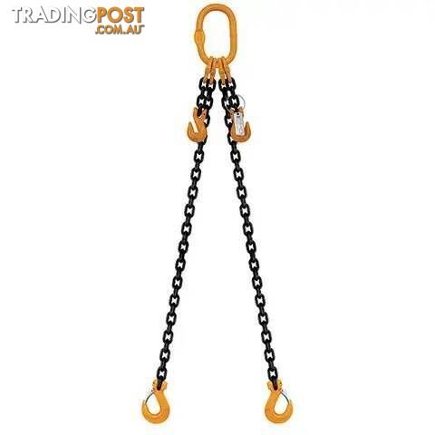 2 Leg Chain Sling, 13mm Chain, 4m Length, With Clevis Sling Hooks & Shortening...