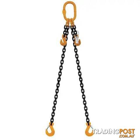 2 Leg Chain Sling, 13mm Chain, 6m Length, With Clevis Sling Hooks & Shortening...