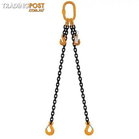 2 Leg Chain Sling, 13mm Chain, 8m Length, With Clevis Sling Hooks & Shortening...