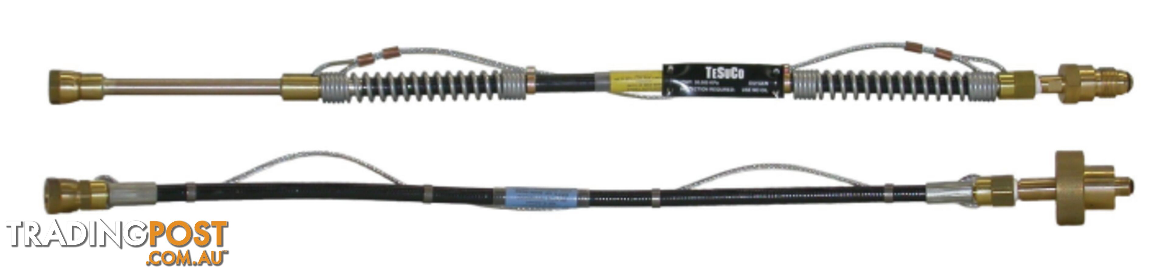 Flexible Lead Air 800 mm 1/2" Flat RH M - 3/8 BSP RH FM To Suit Manifolds / Rails