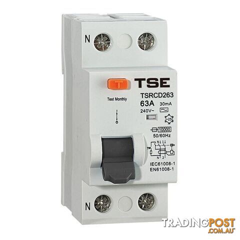 Residual Current Device RCD 2 Pole 40A DIN Mounted A Type TSMRCD240A