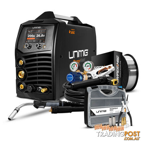Unimig Single And Double Pulse 200A Synergic Mig/Stick/Tig Welder U11003K