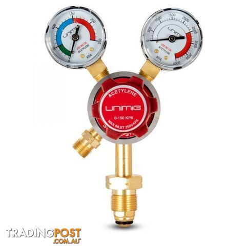 Twin Gauge Acetylene Regulator 0-150 kPa Unimig U11373