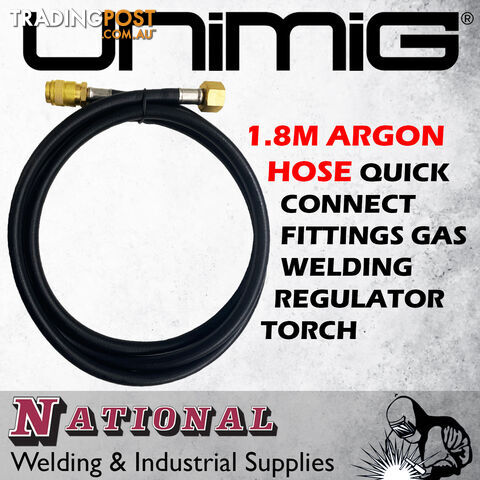 1.8m Argon Hose Quick Connect Fittings Gas Welding Regulator Torch Unimig U31002 - photo 2 of 3