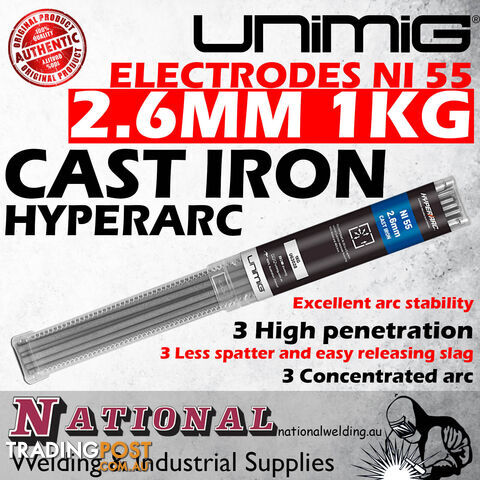 Nickel Electrodes For Cast Iron Ni 55 Cast Iron Electrodes 2.6mm 1kg Hyperarc U63028 - photo 2 of 2
