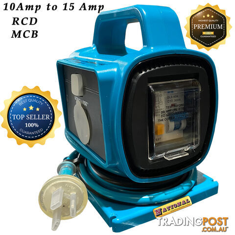10 Amp to 15 Amp Plug Adaptor RCD Safety Power Block UR100-1RV - photo 2 of 3