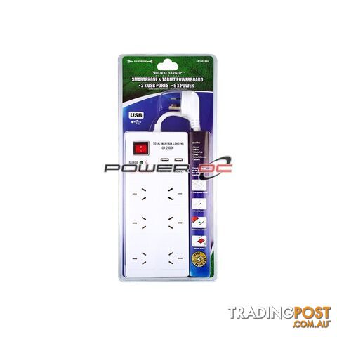 6 Way Surge Protected Board With USB Ultracharge UR100/6SU