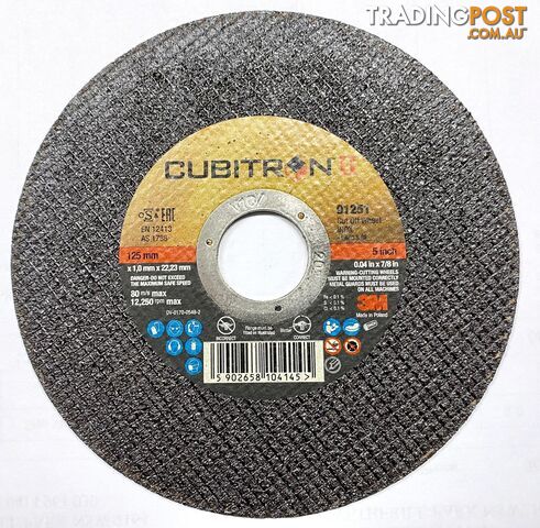 Cubitron II Cut-Off COW Wheels 125 x 1 x 22.23mm UU009069525-100 Pack of 100