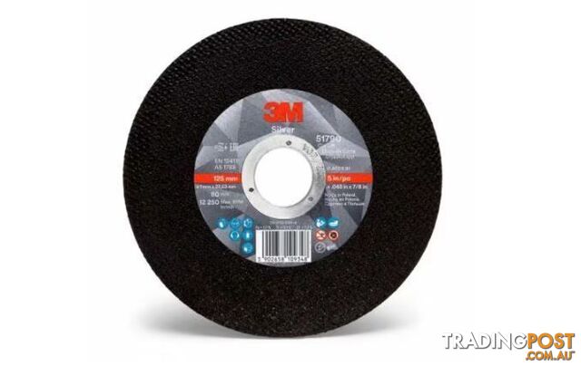 Silver™ Cut-Off Wheel 100mm x 1mm x 15.88mm 3M UU009596881 Each