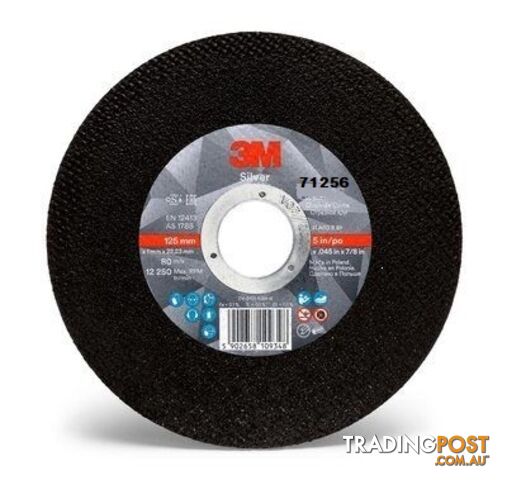Silver Cut-Off Wheel 125 x 1.6 x 22.23mm 3M UU009597129 Each