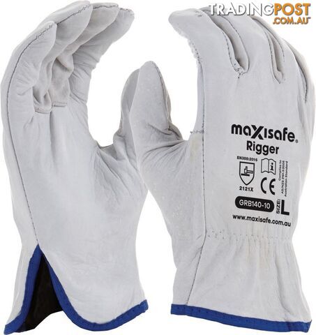 Medium Sized Rigger Gloves Full Cow Grain Leather Maxisafe GRB140-09