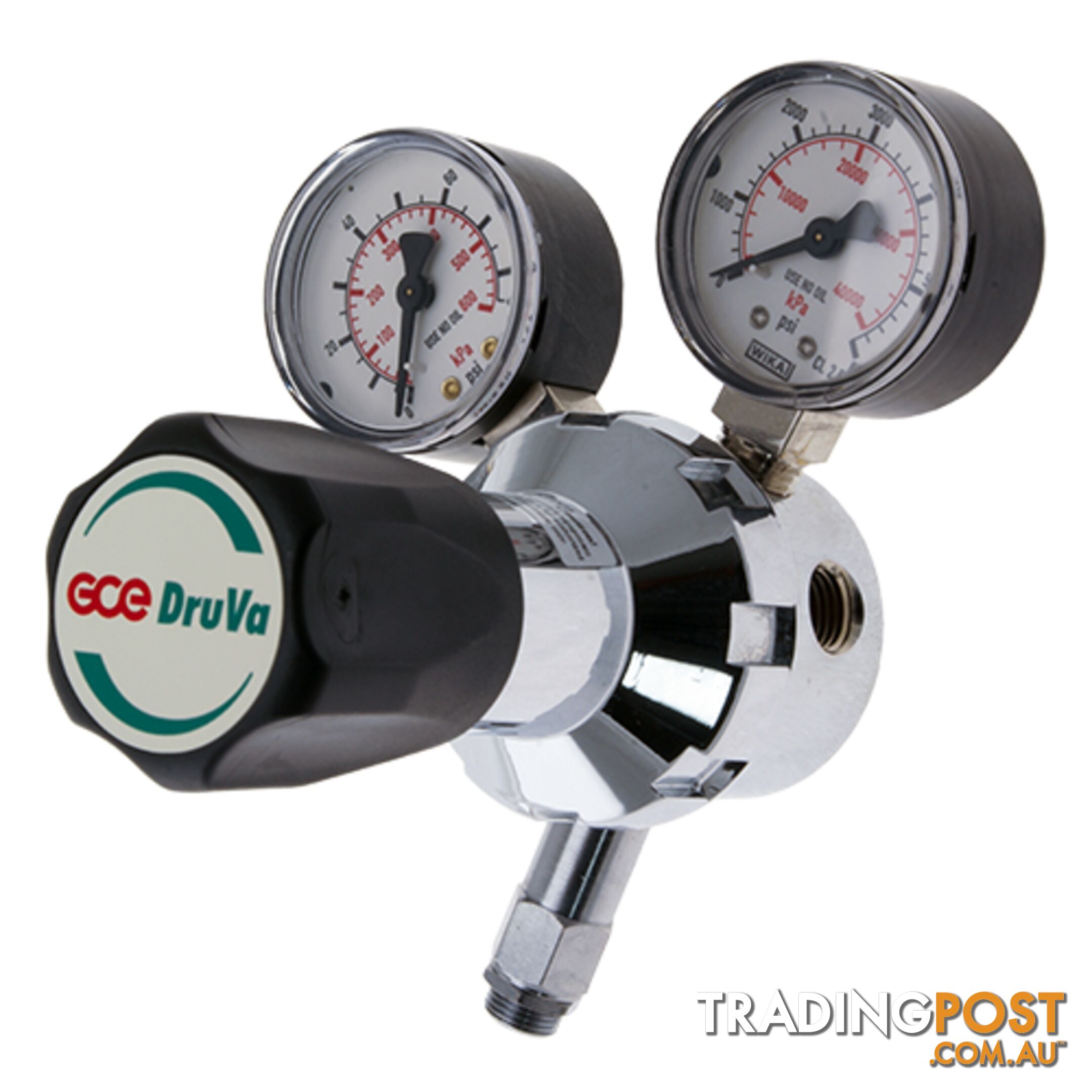 Single Stage DruVa 1S Regulator 5.0 Purity Chrome Plated In: 30,000 kPa Out: 300 kPa