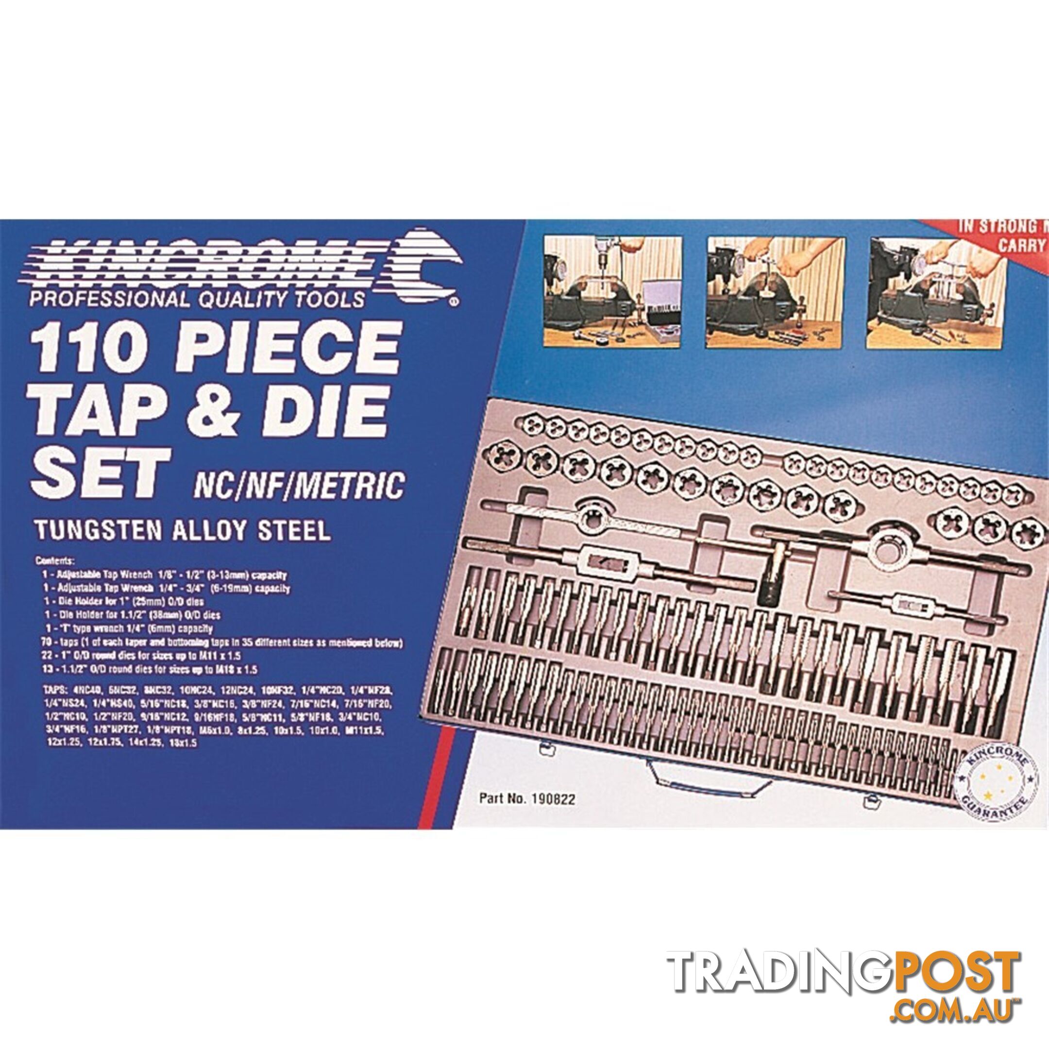 Tap & Die Set 110 Piece NC/NF/Metric Kincrome 190822