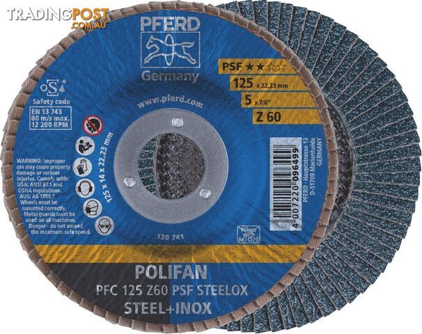 Polifan Flap Disc 125mm 5'' 60G GP Zirconia Inox 67770126 Each