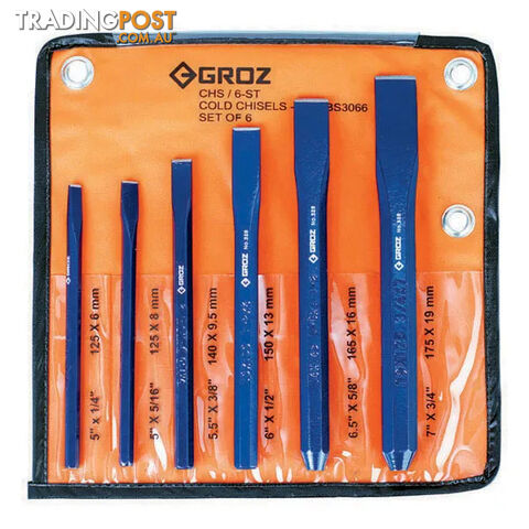 Groz Octagonal Cold Chisel Set 6 Piece GZ-32830