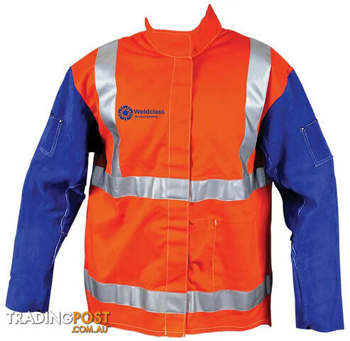 Welding Jacket Hi-Viz With Leather Sleeves and Harness Compatible Size XL...