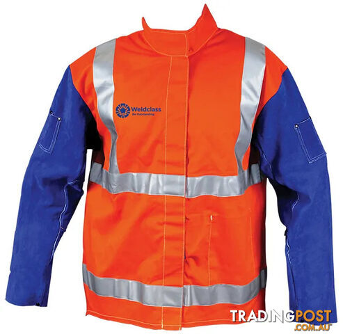 Welding Jacket Hi-Viz With Leather Sleeves and Harness Compatible Size 3XL...
