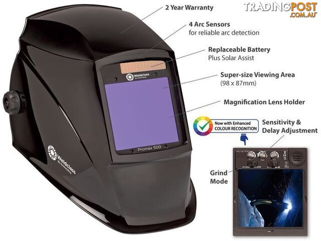 Promax 500 Electronic Welding Helmet Black Stealth Weldclass WC-05317