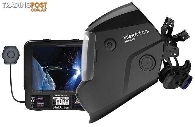 Auto-Darkening Welding Helmet Promax 650 Matte Black Weldclass WC-05343