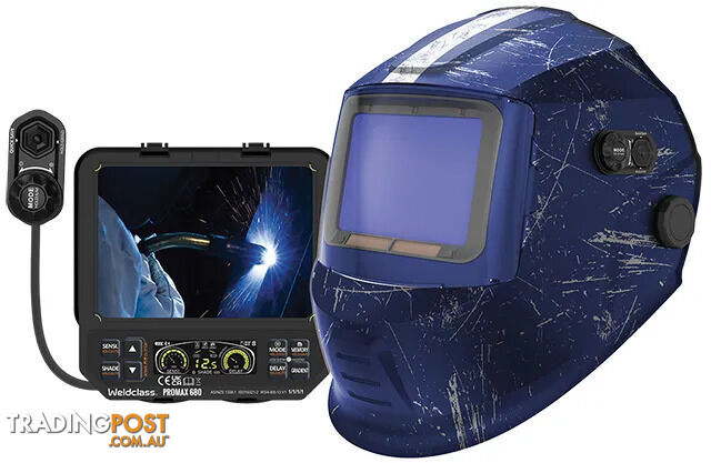 Promax 680 Blue Retro Graphic Welding Helmet Weldclass WC-05345 - photo 4 of 5