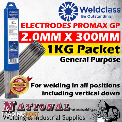 Electrodes Promax GP (General Purpose) 2.0mm x 300mm 1kg Pkt Weldclass WC-06296 - photo 2 of 2