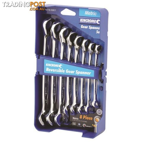 Combination Gear Spanner Set 8 Piece Metric Reversible Kincrome K3017