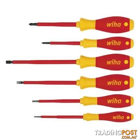 Slotted & Phillips Soft Finish VDE 1000V Insulated 6 Piece Screwdriver Set WIHA...