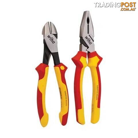 2 Piece Plier Set 41250 220mm Lineman's Plier & 26754 200mm Side Cutters, VDE...