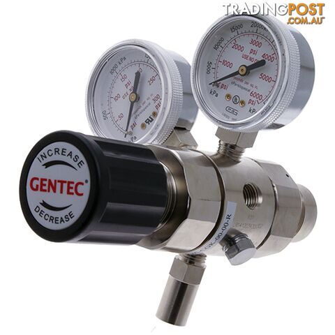 Dual Stage Gentec 2S Regulator 6.0 Purity Chrome Plated In: 30,000 kPa Out: 680 kPa