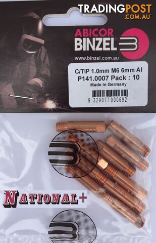 0.9mm Steel M6 6mm 25mm Binzel contact tip Pk:10 P140.0177