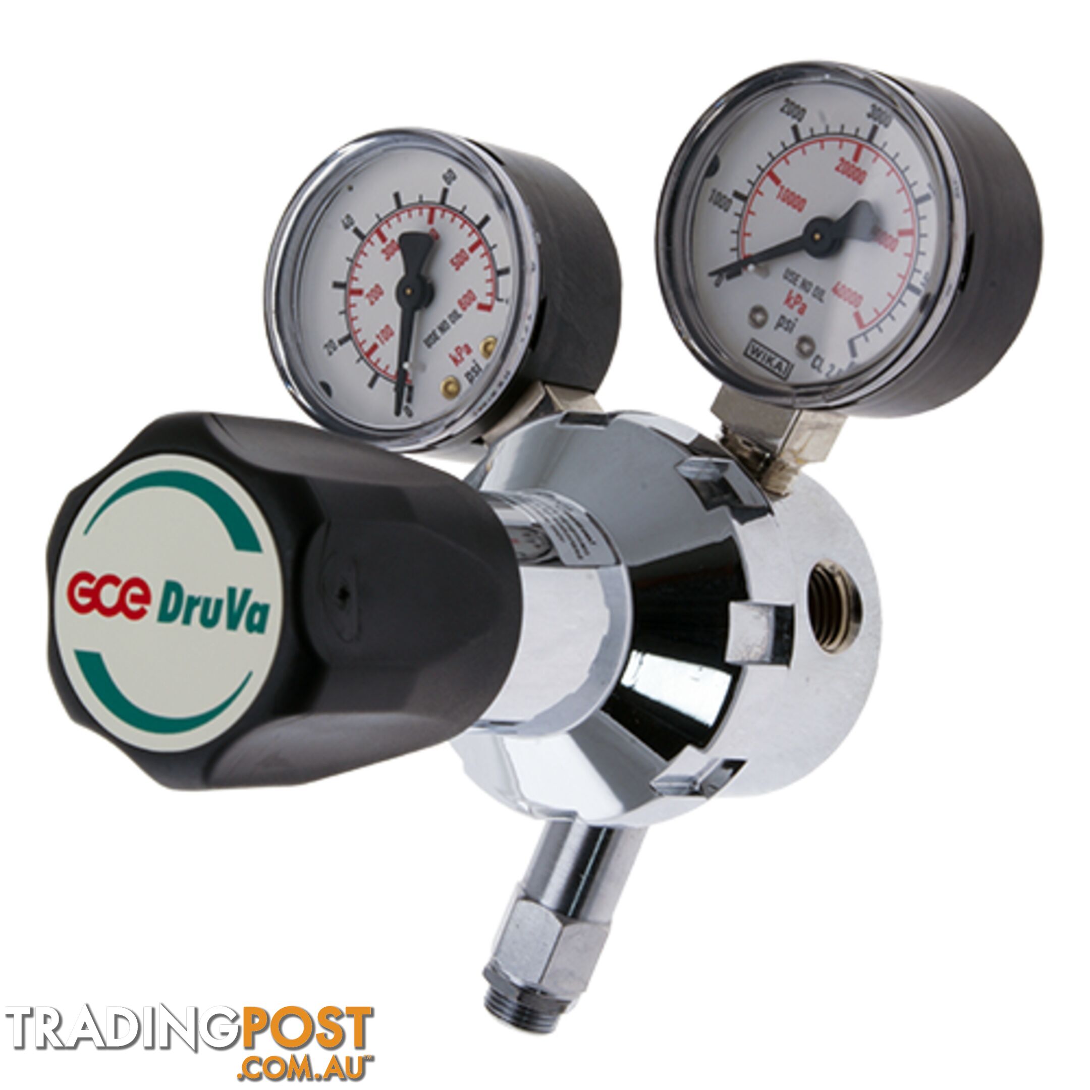 Single Stage DruVa 1S Regulator 5.0 Purity Chrome Plated In: 30,000 kPa Out: 300 kPa
