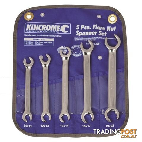 Flare Nut Spanner Set 5 Piece Metric Kincrome K3061