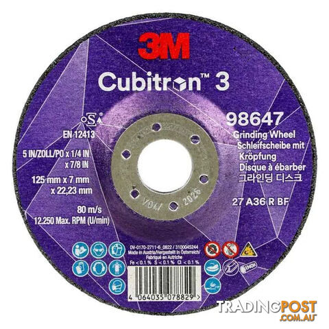 98647 Cubitron™ 3 Grinding Wheel 125x7x22mm 36G 3M XC991967545