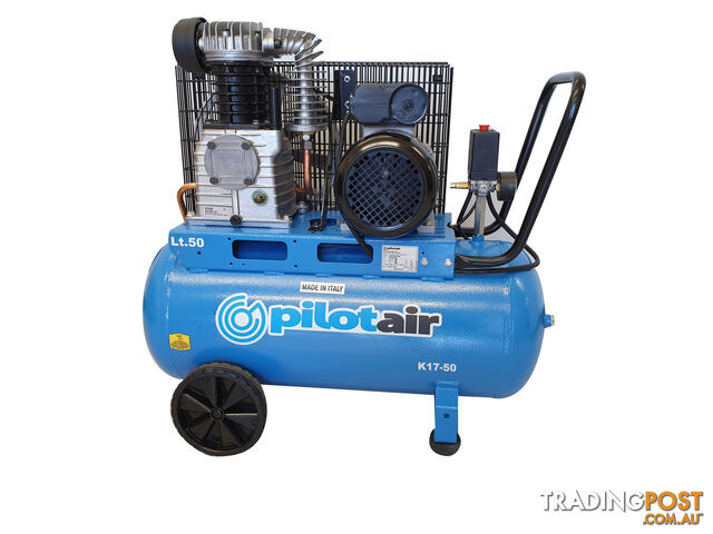 K17-50 Reciprocating Air Compressor Portable 3HP 240V, 50L Receiver Pilot K17-50