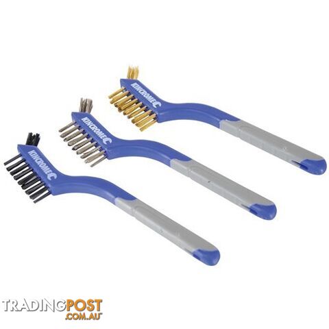 Wire Brush Sets 3 piece Each Small Set 3 Row Bristles Length 175mm Kincrome K6350