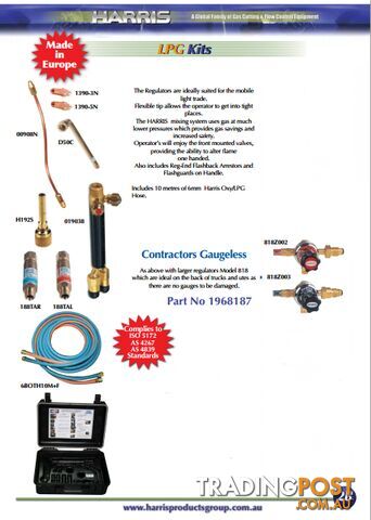 Contractor Gaugeless Oxy/LPG Kit With Model 818 Regulator Harris