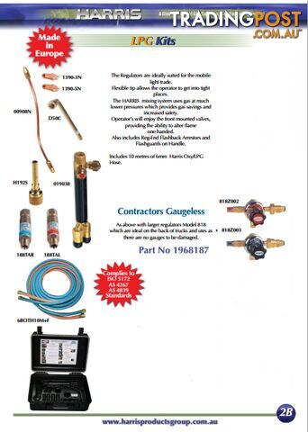 Contractor Gaugeless Oxy/LPG Kit With Model 818 Regulator Harris