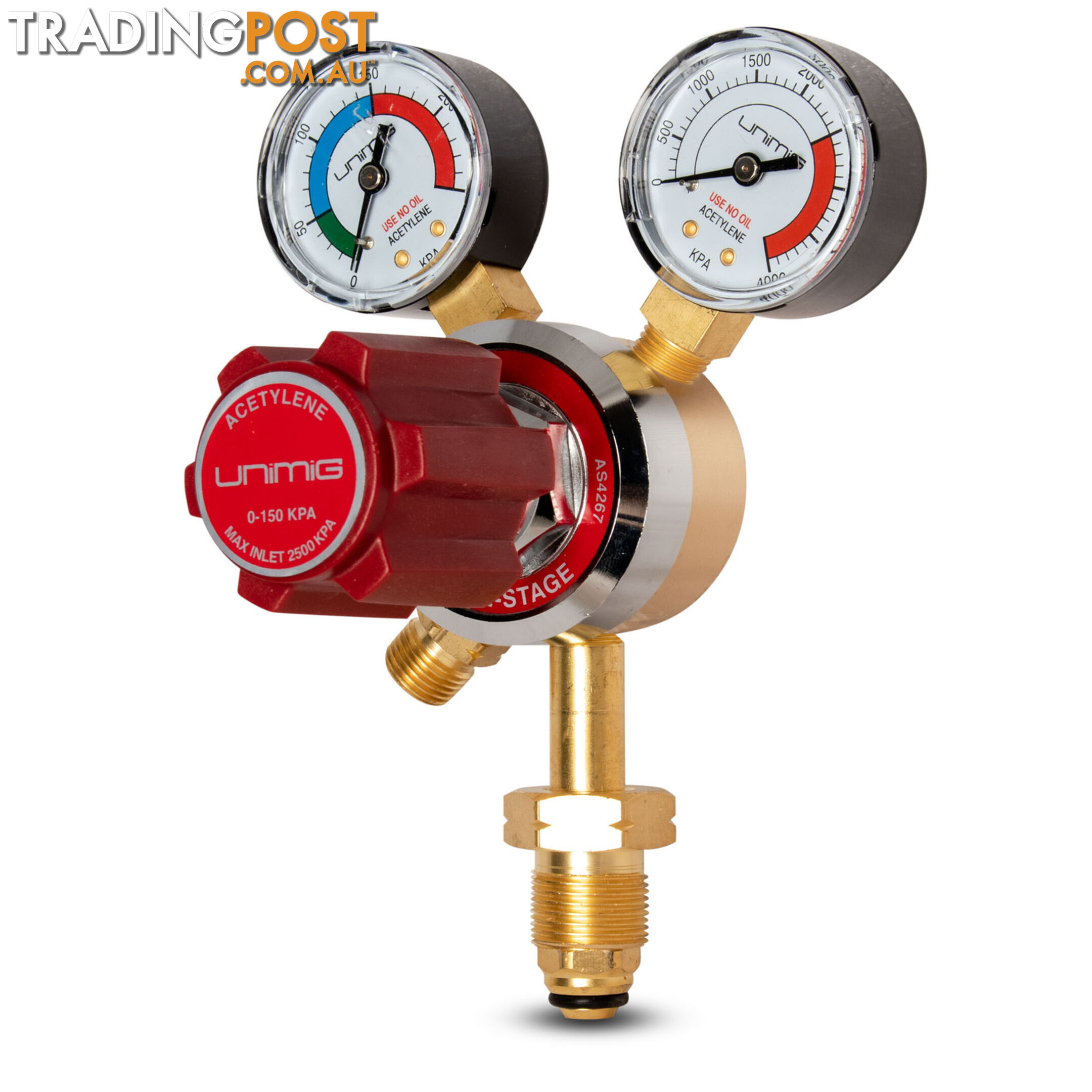 Twin Gauge Acetylene Regulator 0-150 kPa Unimig Acetreg