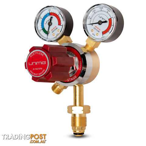 Twin Gauge Acetylene Regulator 0-150 kPa Unimig Acetreg