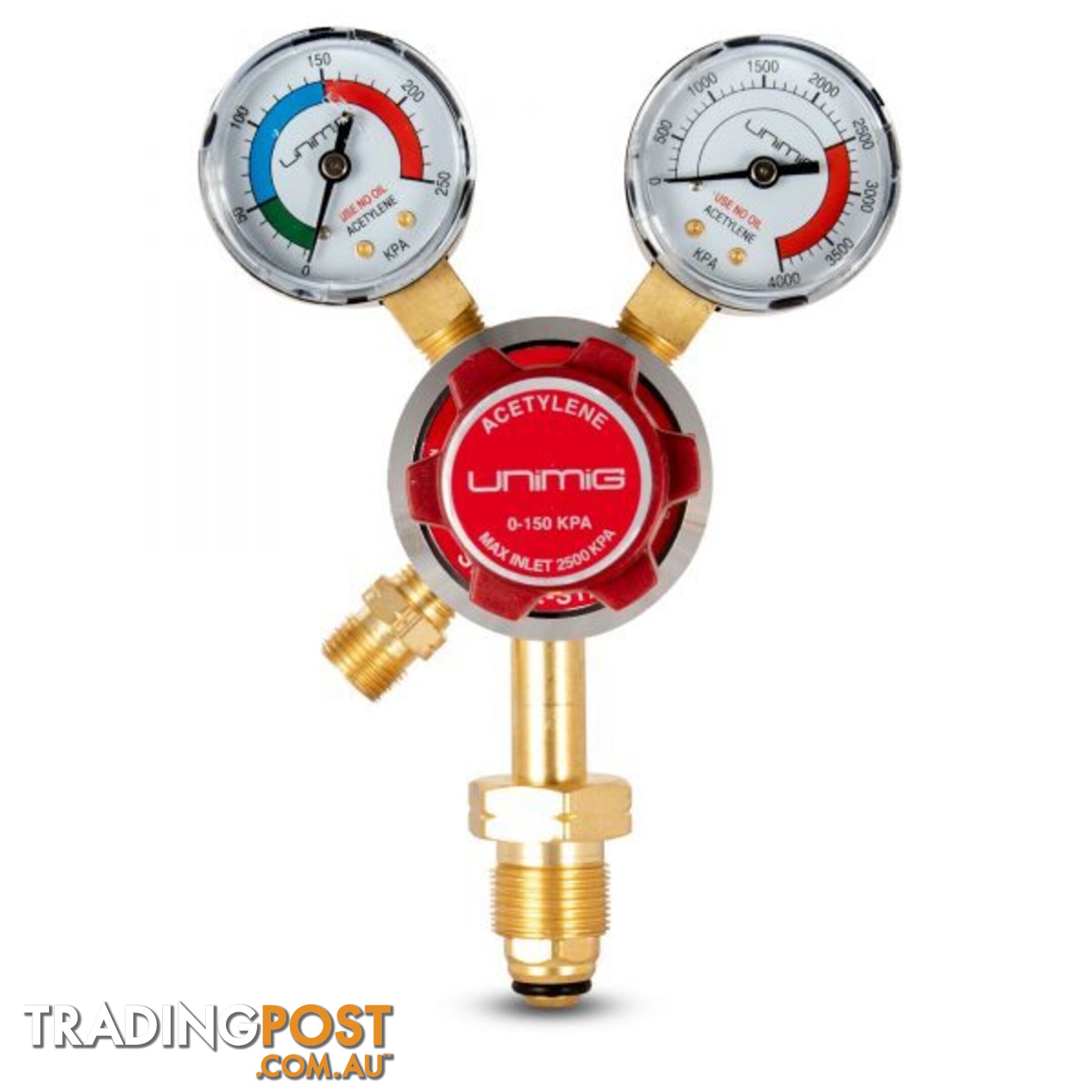 Twin Gauge Acetylene Regulator 0-150 kPa Unimig Acetreg