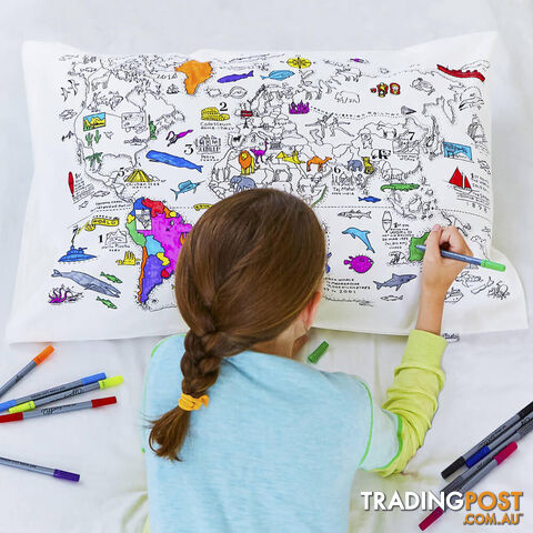 Colour and Learn World Map Pillowcase - CALWMPC01 - 5060255291382