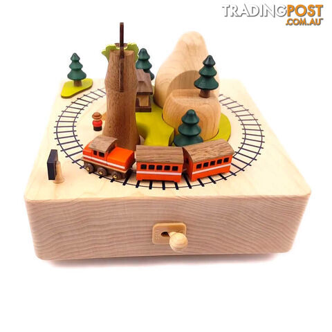 Railroad Train Moving Wooden Musical Box - RLR01 - 4711717201319
