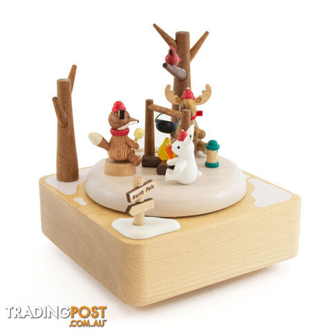 North Pole Moving Wooden Musical Box - NPMWMB01