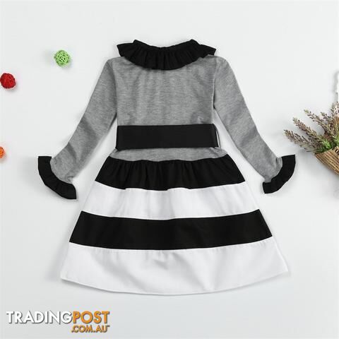 Custom Afterpay A0222G / 7Girls Striped Dresses Baby Girl Dress Kids Clothes Party Wear Toddler Dresses For Children Clothes