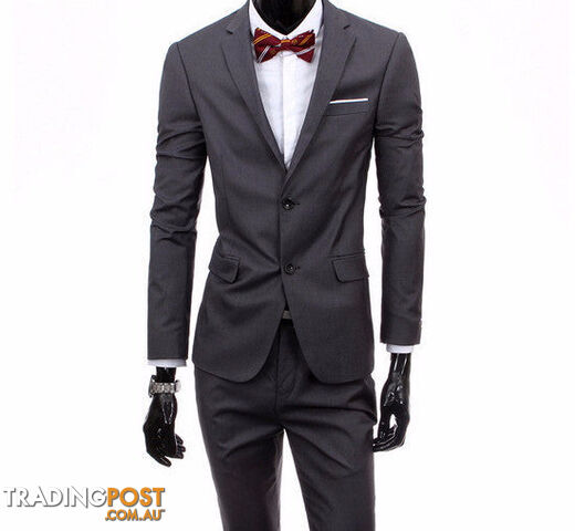 Custom Afterpay 2 pieces dark gray / Lboutique men suit sets / Men's two button Blazers suit+vest+jacket pants