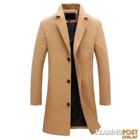 Custom Afterpay Khaki Thick / XXLwool long coat men warm black business overcoat mens Stylish woolen jacket praka EU size S-4XL, ZA194