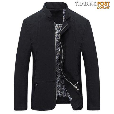 Custom Afterpay Black / XXXLMen's Jacket Casual Slim Fit Solid Color Coat Zipper Stand Collar Outwear MWJ1778